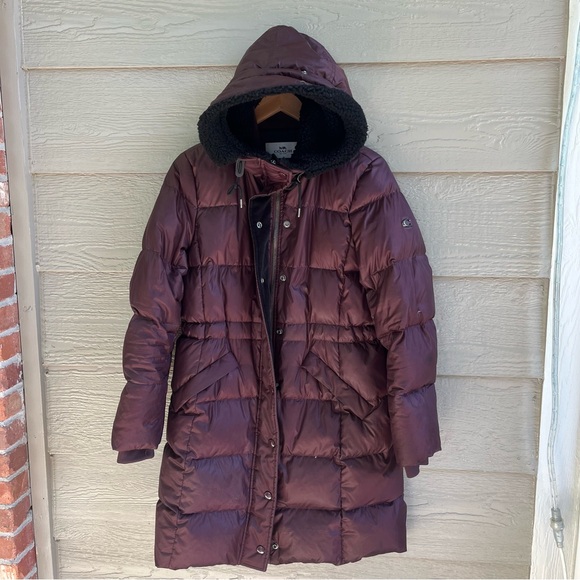 COACH Quilted Long Duck Down Puffer Coat Women Medium F34128 Bordeaux Burgundy M - Picture 2 of 16